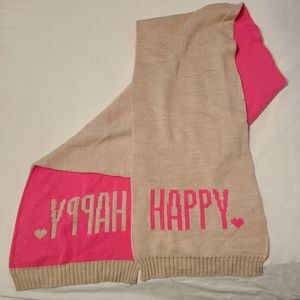 Pink and Cream "HAPPY" Scarf EUC